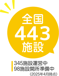 全国179施設／92施設運営中／87施設開所準備中（2021年8月時点）