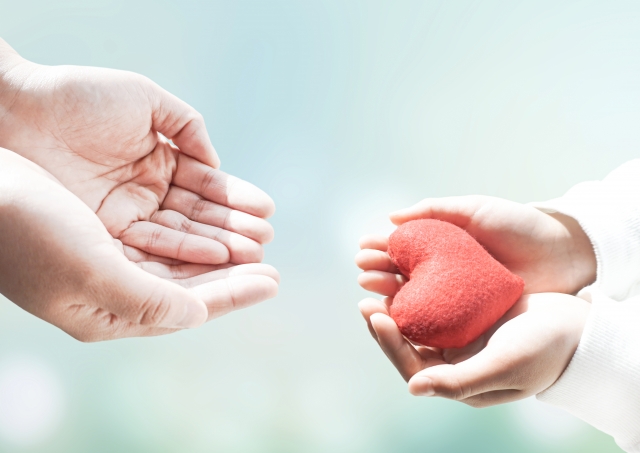 子供の手に乗っているハート