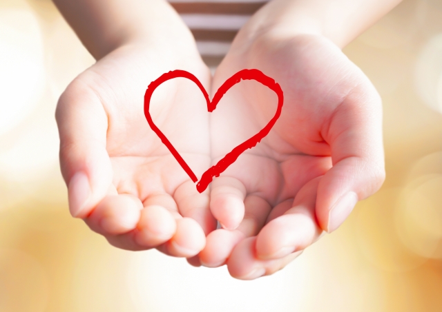 手のひらにハート